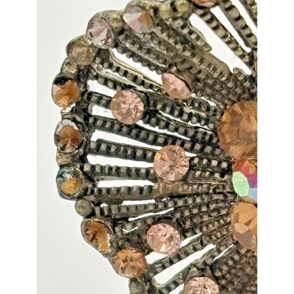 Vintage SOHO Signed Hair Stick Aurora Borealis Floral Jewelry Goldtone Metal HTF - Picture 8 of 16